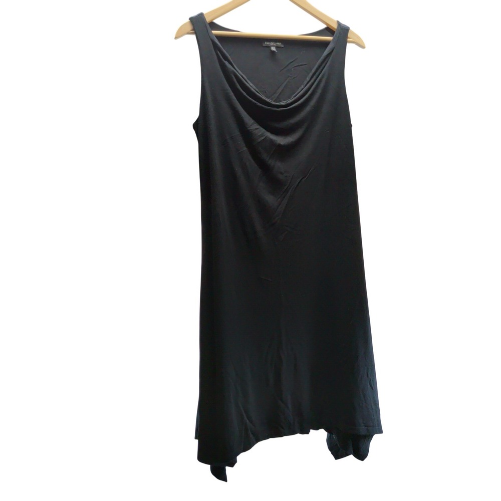 Eileen Fisher Petite PM Black Cowl Neck Sleeveless Tunic Tank Top Stretch USA